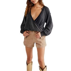 Free People Anyway Tee Size XS in Washed Black